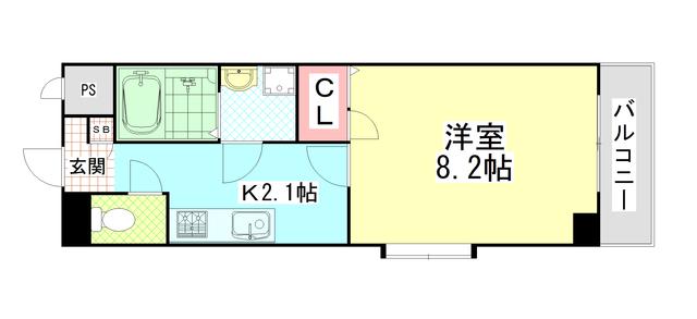 ルミエール八尾II(1K/3階)の間取り写真