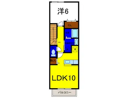 エスポワールA(1LDK/2階)の間取り写真