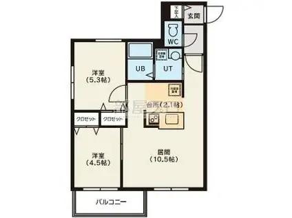 CASTELLO DEL SOLE(2LDK/4階)の間取り写真