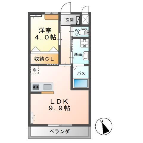 カーサ・グランディール(1LDK/2階)の間取り写真