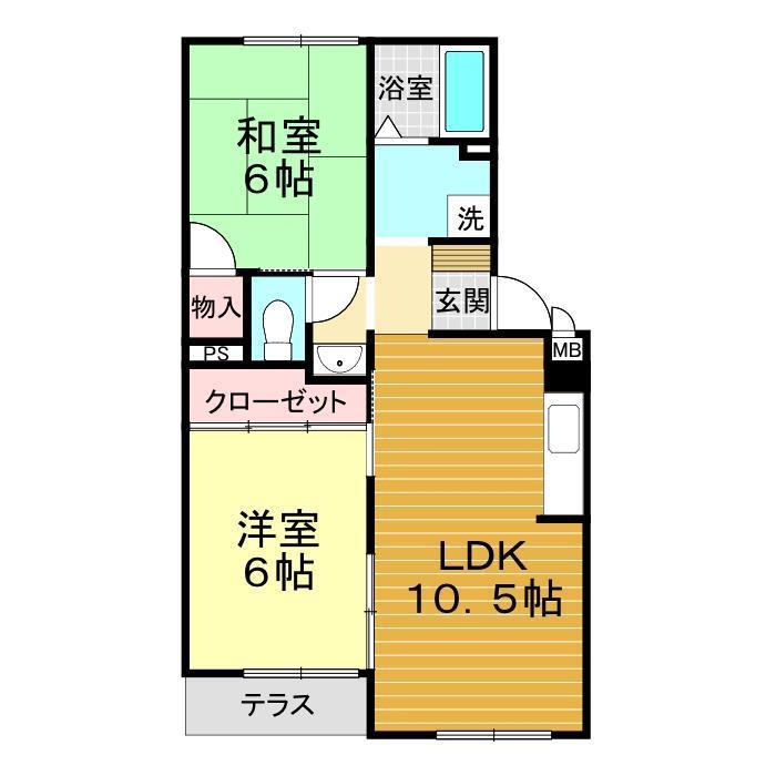 サンコーポF(2LDK/1階)の間取り写真