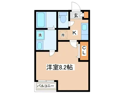 クレフラスト幸町E(1K/2階)の間取り写真