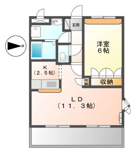 サンシャイン1号館(1LDK/1階)の間取り写真