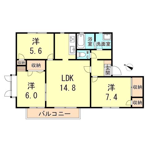 山手ハイツ(3LDK/1階)の間取り写真