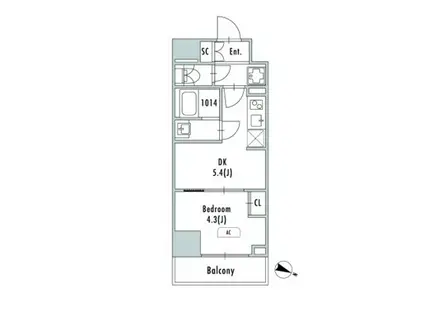 GRANPASEO東十条(1DK/10階)の間取り写真