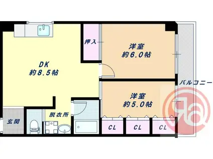 ソレイユやしき(2LDK/3階)の間取り写真
