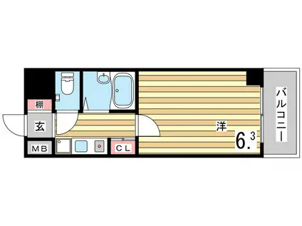 サンライズ長田(1K/2階)の間取り写真