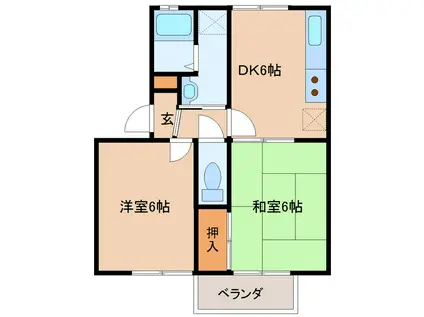 コーポ月山(2DK/1階)の間取り写真