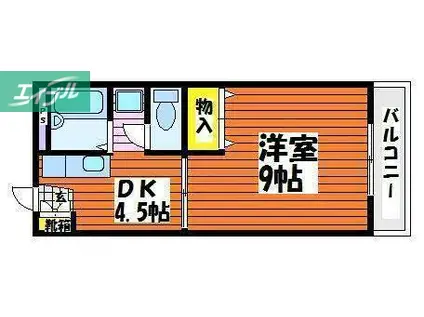 カーサ・ディオス(1DK/4階)の間取り写真