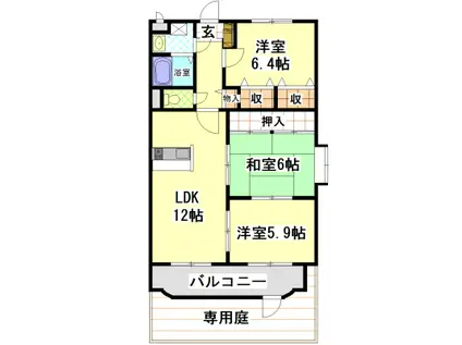 グランディール(3LDK/1階)の間取り写真