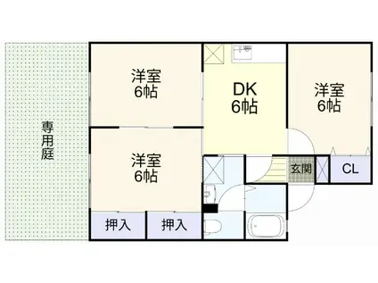 プレーリーY棟(3DK/1階)の間取り写真