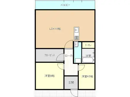 神岳第一ハイツ(2LDK/6階)の間取り写真