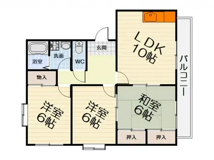 ヴィブレ大歳(3LDK/2階)の間取り写真