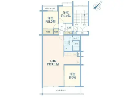 エクセル目黒(3LDK/2階)の間取り写真
