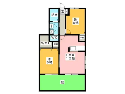 ベルアルモニー A棟(2LDK/1階)の間取り写真