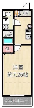 ジーメゾン大物(1K/2階)の間取り写真
