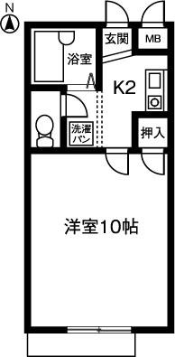 CORPO WISTERIA(1K/1階)の間取り写真