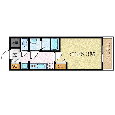 プレサンス新大阪イオリア(1K/3階)の間取り写真