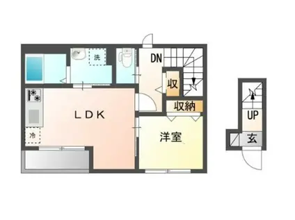 JUHAMOA I(1LDK/2階)の間取り写真
