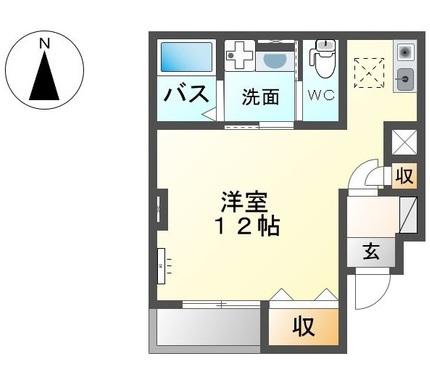アリスト(ワンルーム/1階)の間取り写真