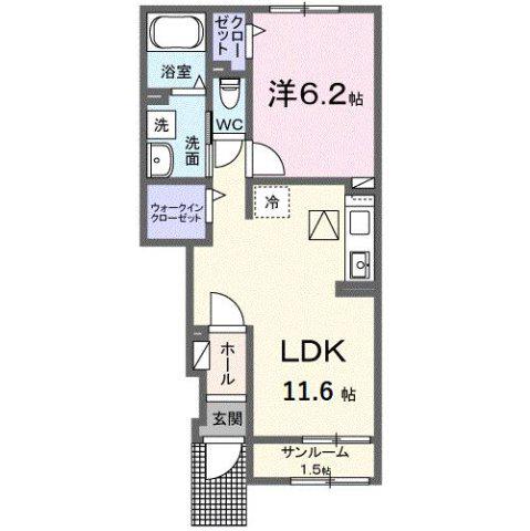 ヴィラ カルディア(1LDK/1階)の間取り写真