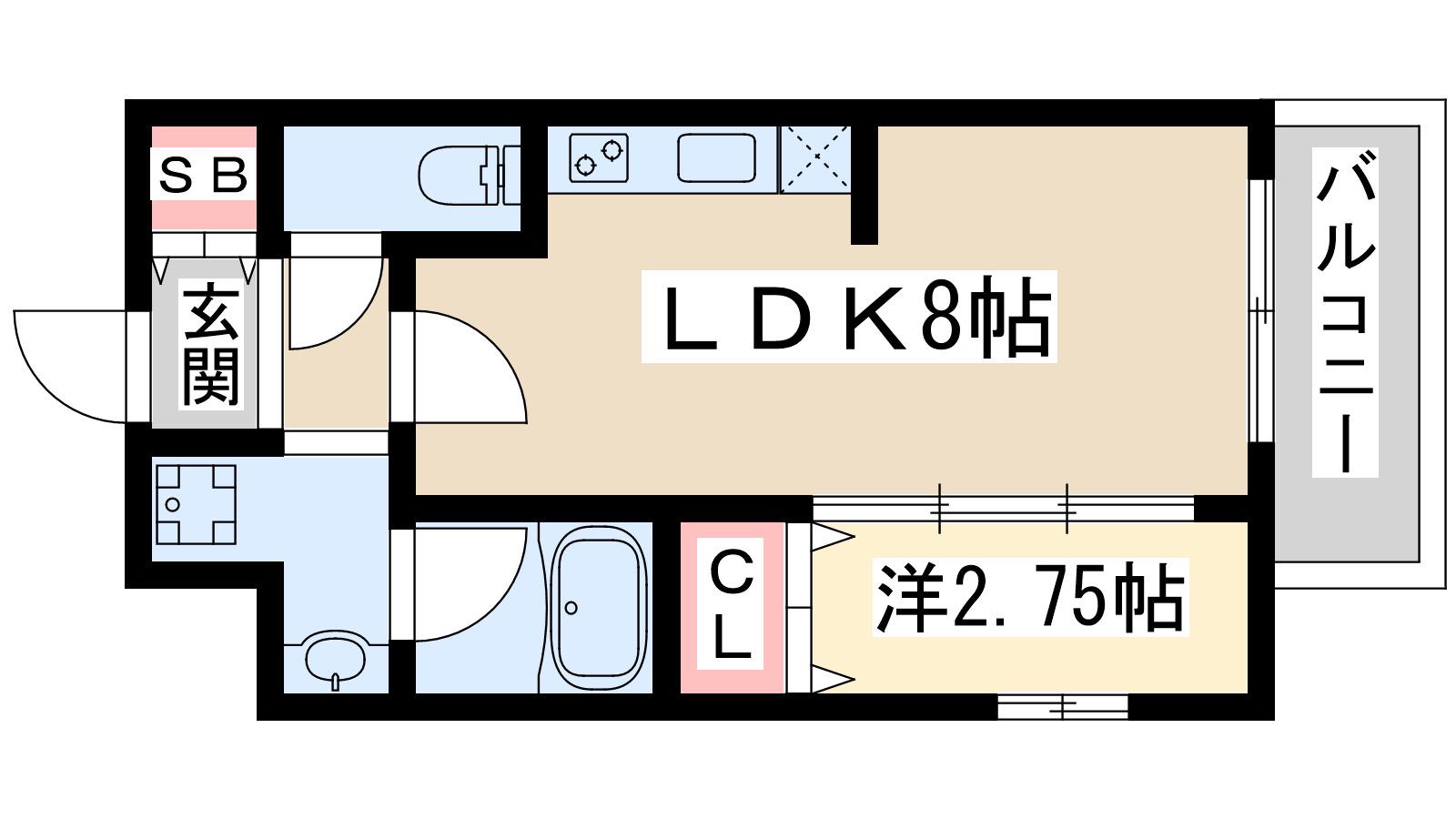 フォーチュニー江坂2(1LDK/4階)の間取り写真