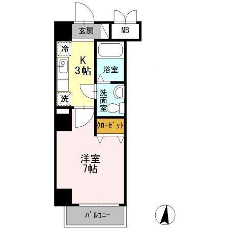 CASA八番館(1K/6階)の間取り写真