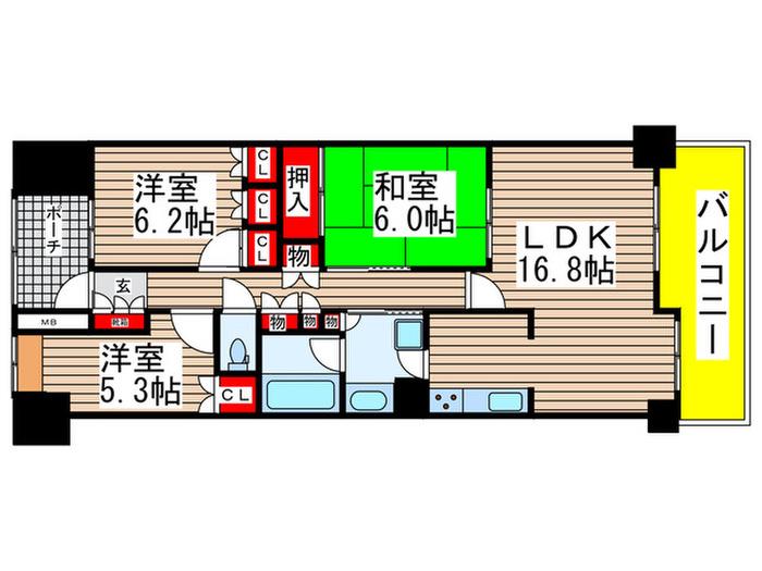 パークハウスプレシア(3LDK/20階)の間取り写真