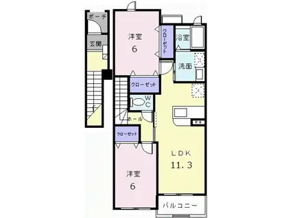 グレイトビューFUJI(2LDK/2階)の間取り写真
