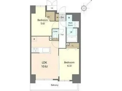 S-RESIDENCE大曽根BRESA(2LDK/9階)の間取り写真