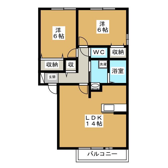 パルアモーレ A棟(2LDK/1階)の間取り写真