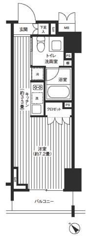 レジディア渋谷(ワンルーム/10階)の間取り写真