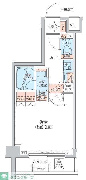 MFPRコート菊川(1K/4階)の間取り写真