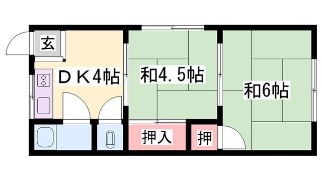 第2山楽荘(3DK/1階)の間取り写真