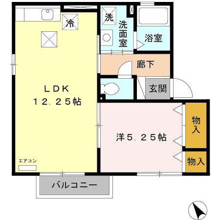 ボナール・パル(1LDK/1階)の間取り写真