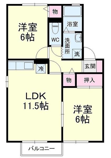 ヴィーブルA(2LDK/1階)の間取り写真