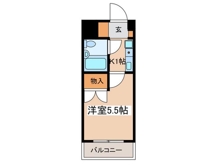 デアベルクハイム(1K/2階)の間取り写真