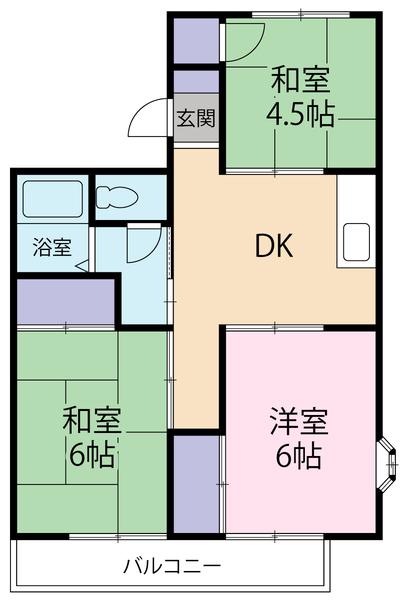 フレグランス中丸(3DK/2階)の間取り写真