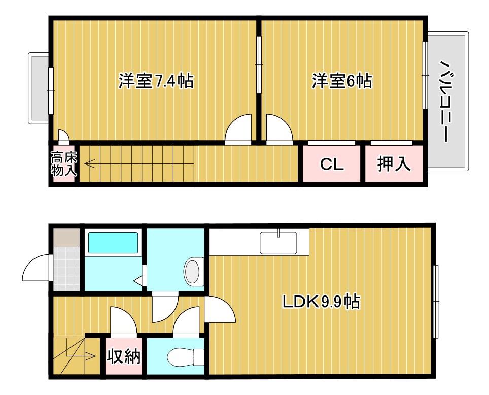 BONHEUR 水郷(2LDK/1階)の間取り写真