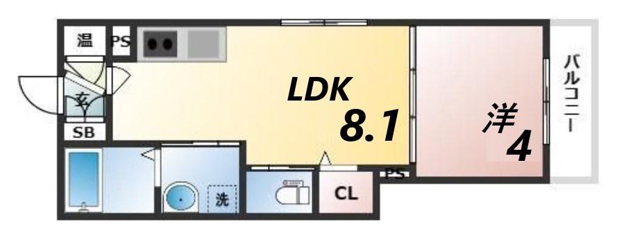GRANDIR姫路京口(1LDK/2階)の間取り写真