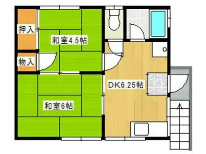 サニーエルム(2DK/2階)の間取り写真