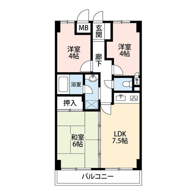 KNSビル(3DK/4階)の間取り写真
