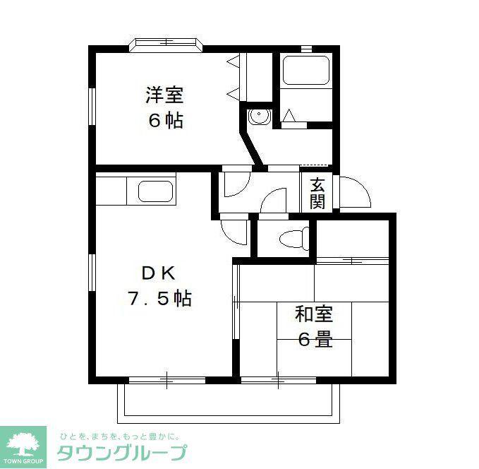 サンガーデン市原B(2DK/1階)の間取り写真