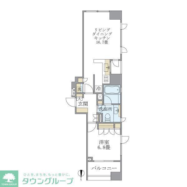 LASANTE 麻布十番(1LDK/14階)の間取り写真