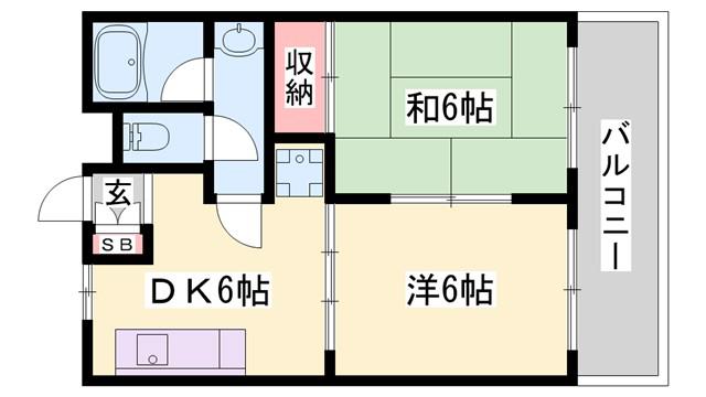 セルサス大道弐番館(2DK/3階)の間取り写真