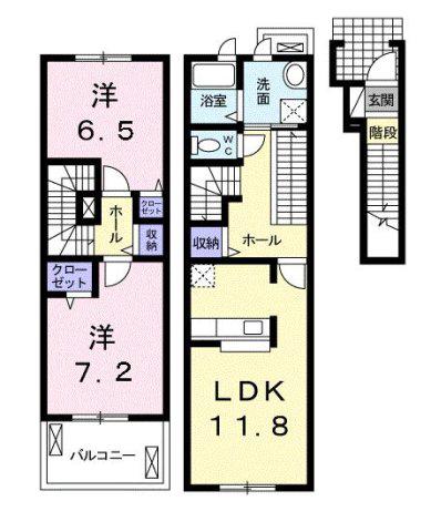 アプリコットI(2LDK/2階)の間取り写真