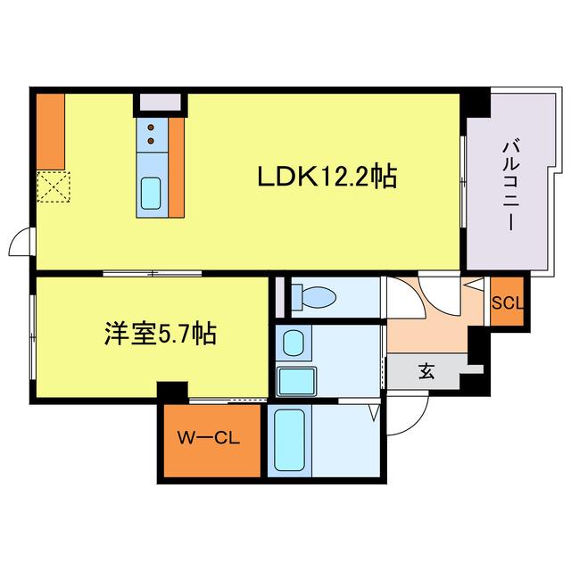 サンティエ福島吉野(1LDK/3階)の間取り写真