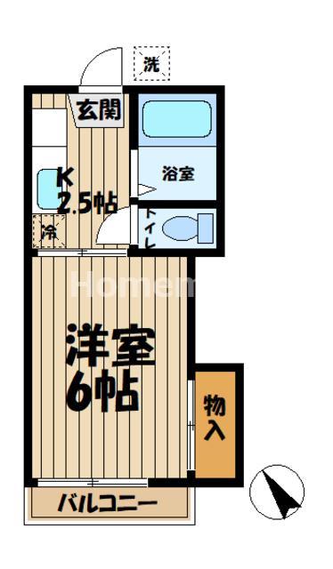 メゾン湘南(1K/2階)の間取り写真
