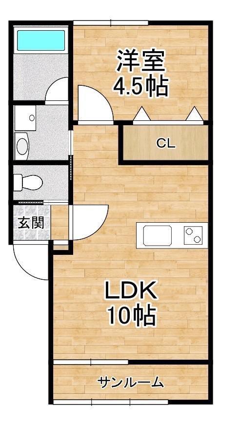 愛知川共同 A棟(1LDK/2階)の間取り写真