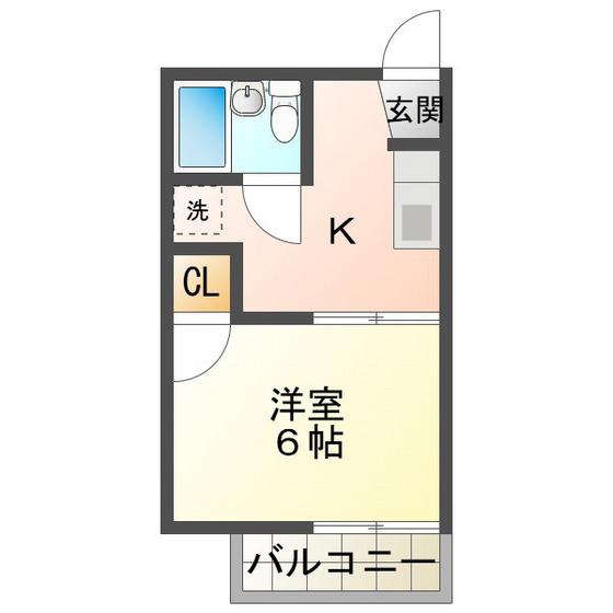 ハイツユニバーシティ(1K/2階)の間取り写真